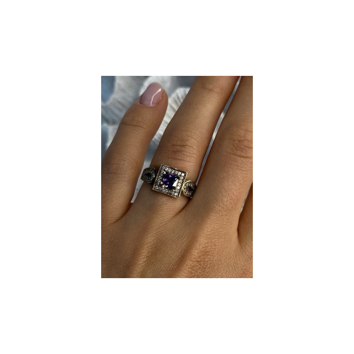 925 Sterling Silver Amethyst & Beryl Ring Size 7