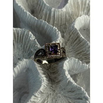 925 Sterling Silver Amethyst & Beryl Ring Size 7