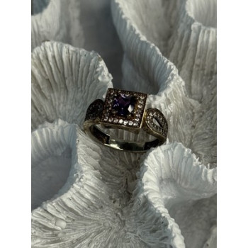 925 Sterling Silver Amethyst & Beryl Ring Size 7