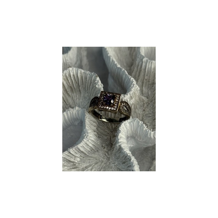 925 Sterling Silver Amethyst & Beryl Ring Size 7