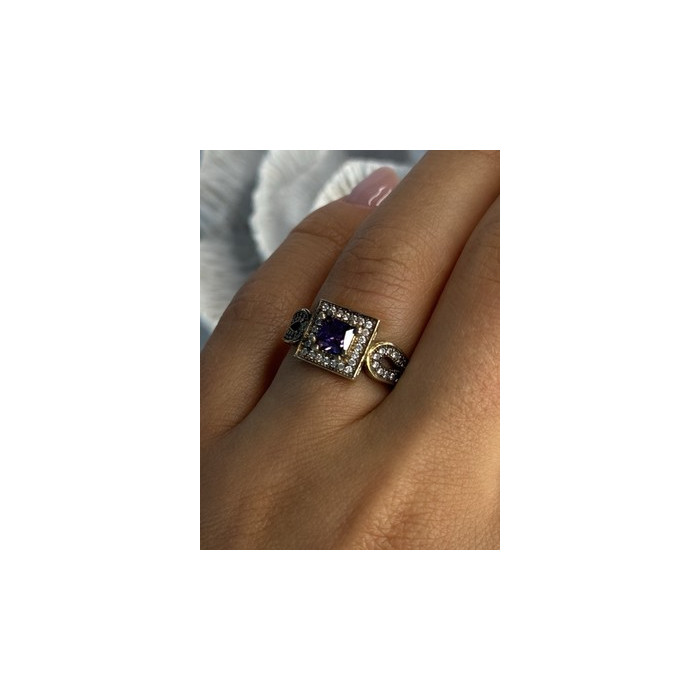 925 Sterling Silver Amethyst & Beryl Ring Size 7