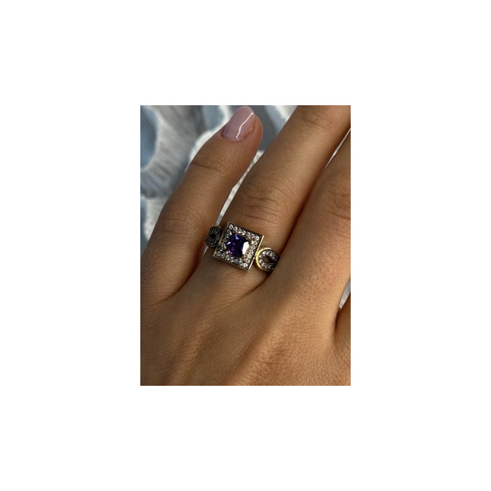925 Sterling Silver Amethyst & Beryl Ring Size 7