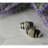 925 Sterling Silver Black Nephrite & Marcasites Earrings