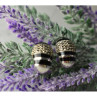 925 Sterling Silver Black Nephrite & Marcasites Earrings
