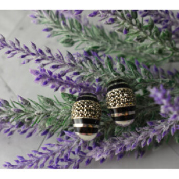 925 Sterling Silver Black Nephrite & Marcasites Earrings
