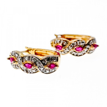 925 Sterling Silver Gold Plated Pink Topaz Earrings
