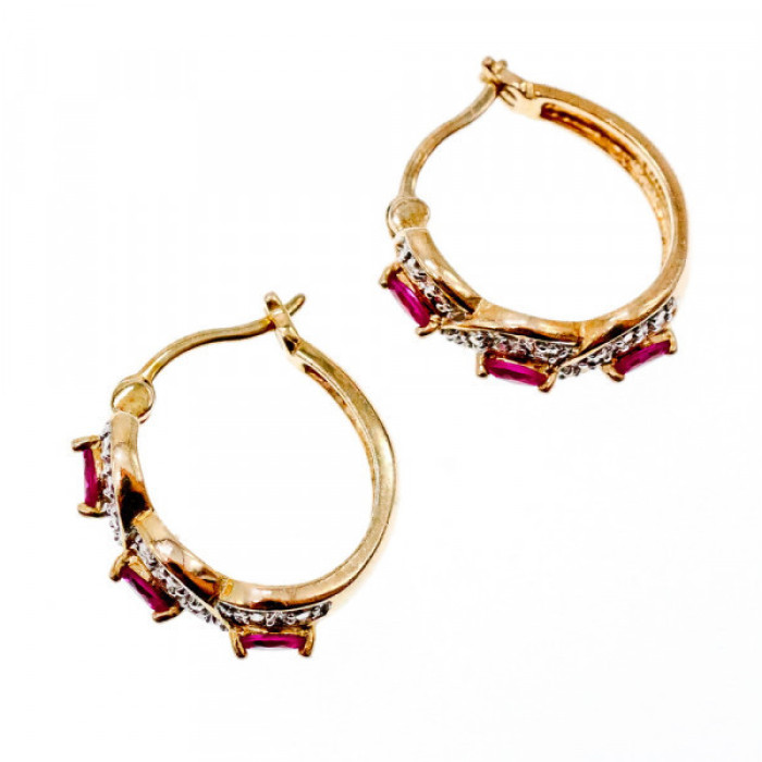925 Sterling Silver Gold Plated Pink Topaz Earrings