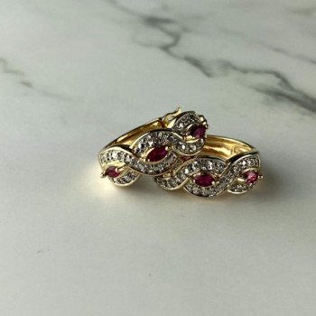 925 Sterling Silver Gold Plated Pink Topaz Earrings