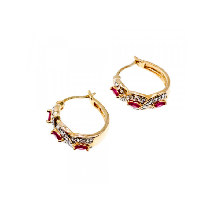 925 Sterling Silver Gold Plated Pink Topaz Earrings