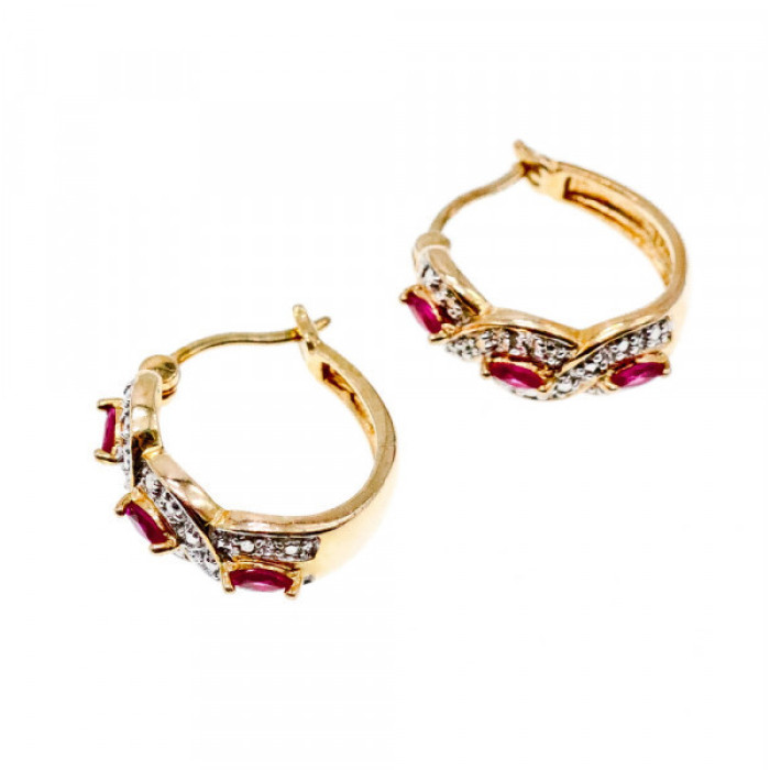 925 Sterling Silver Gold Plated Pink Topaz Earrings