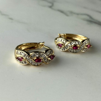 925 Sterling Silver Gold Plated Pink Topaz Earrings