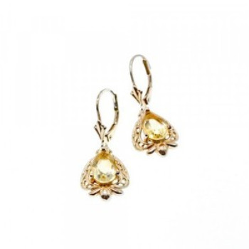 925 Sterling Silver Yellow Tourmaline Earrings