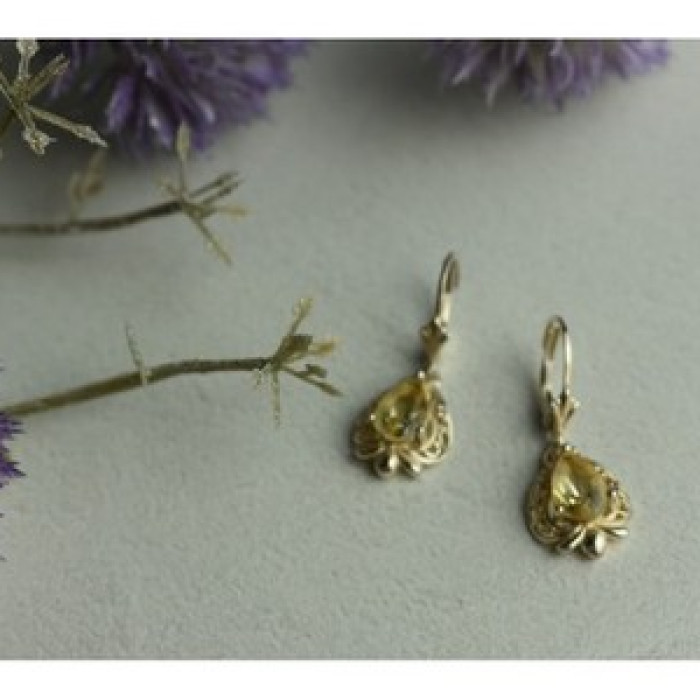 925 Sterling Silver Yellow Tourmaline Earrings