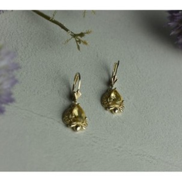 925 Sterling Silver Yellow Tourmaline Earrings