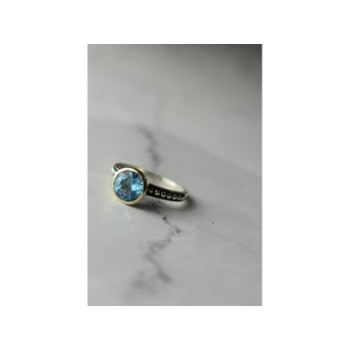 925 Sterling Silver Blue Spinel Ring Size 6