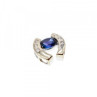 14K White Gold Blue & White Sapphires Horseshoe Pendant
