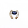 14K White Gold Blue & White Sapphires Horseshoe Pendant