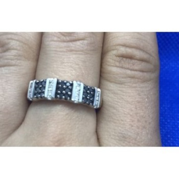 925 Sterling Silver Black Spinel Ring Size 8