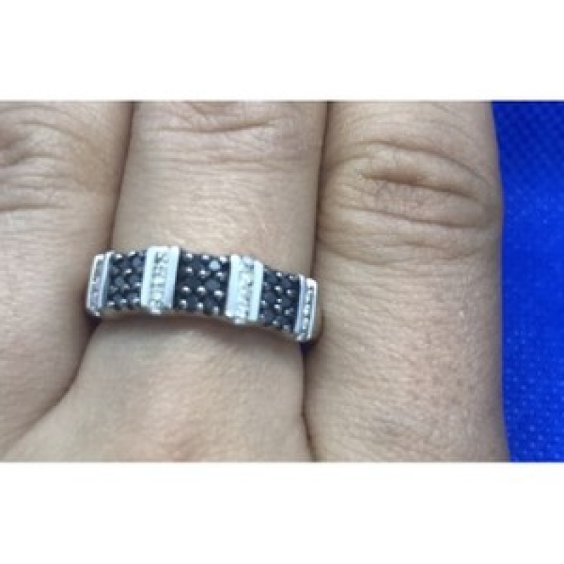 925 Sterling Silver Black Spinel Ring Size 8