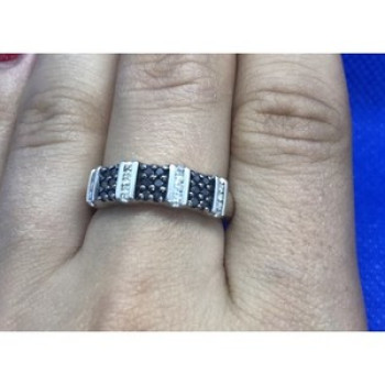 925 Sterling Silver Black Spinel Ring Size 8