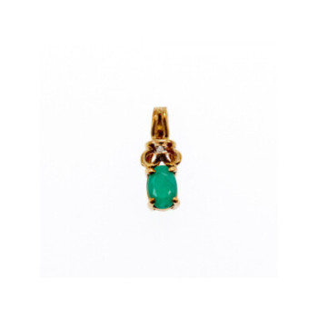 10K YELLOW GOLD EMERALD & DIAMOND PENDANT