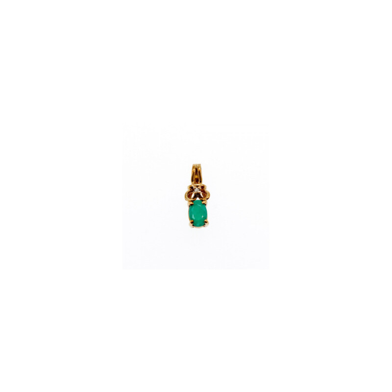 10K YELLOW GOLD EMERALD & DIAMOND PENDANT