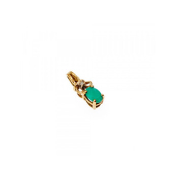 10K YELLOW GOLD EMERALD & DIAMOND PENDANT