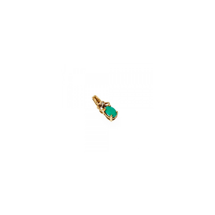 10K YELLOW GOLD EMERALD & DIAMOND PENDANT