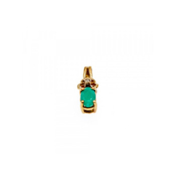10K YELLOW GOLD EMERALD & DIAMOND PENDANT