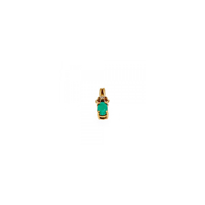 10K YELLOW GOLD EMERALD & DIAMOND PENDANT