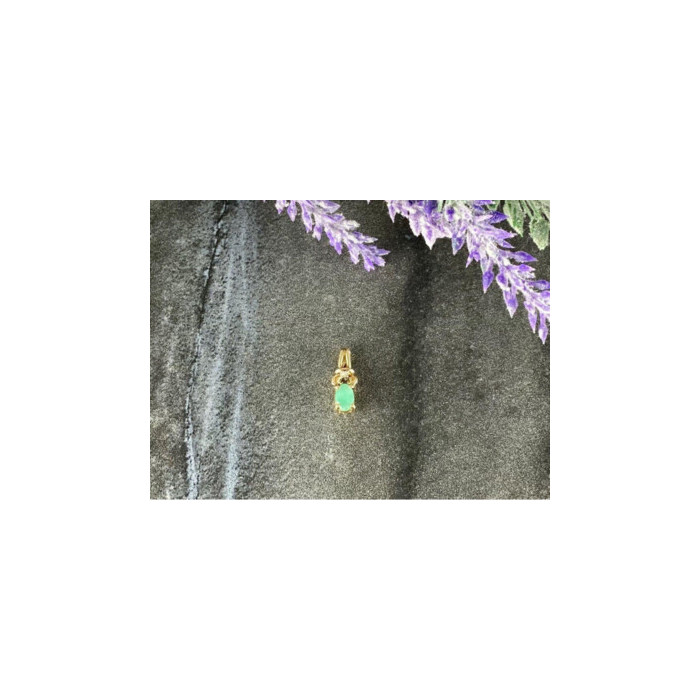 10K YELLOW GOLD EMERALD & DIAMOND PENDANT
