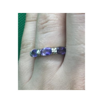 925 Sterling Silver Amethyst Ring Size 6.5