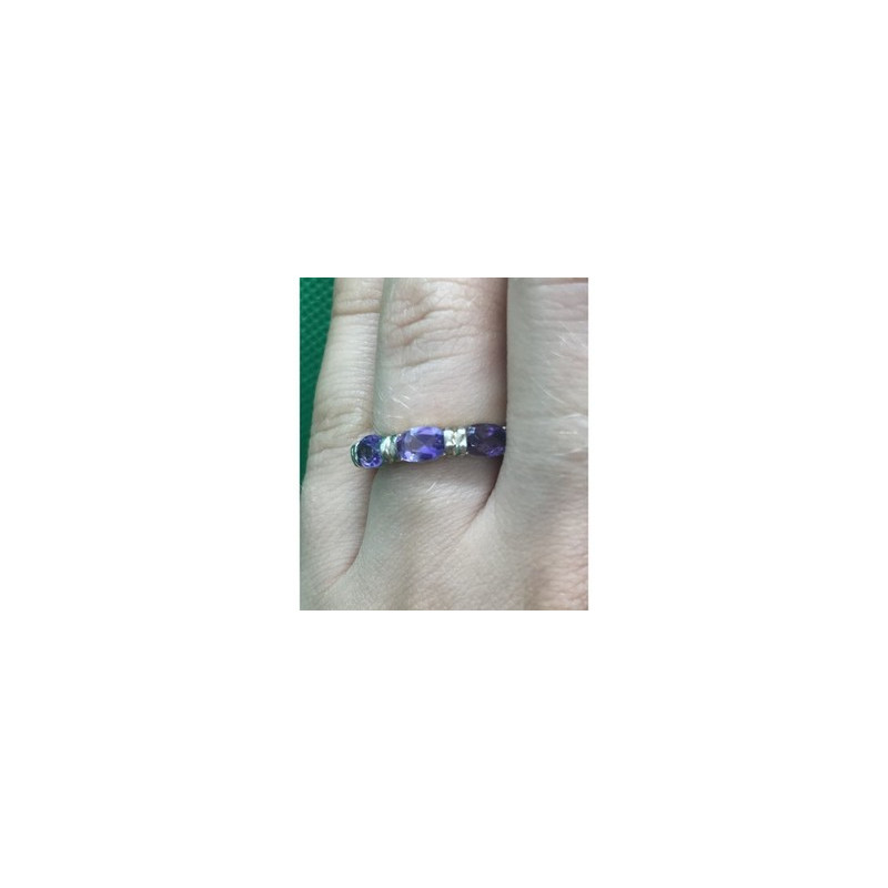 925 Sterling Silver Amethyst Ring Size 6.5