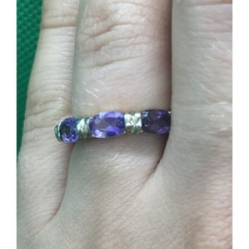 925 Sterling Silver Amethyst Ring Size 6.5
