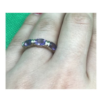 925 Sterling Silver Amethyst Ring Size 6.5