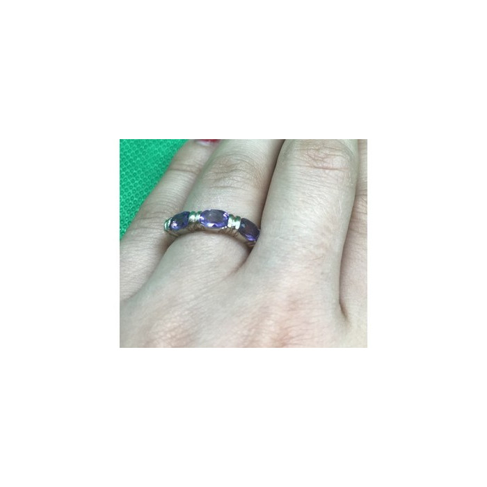 925 Sterling Silver Amethyst Ring Size 6.5