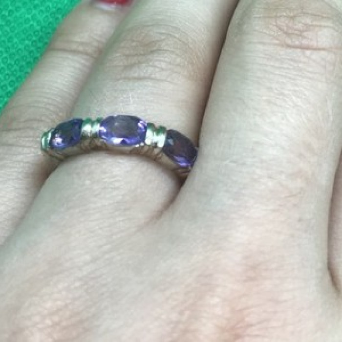 925 Sterling Silver Amethyst Ring Size 6.5