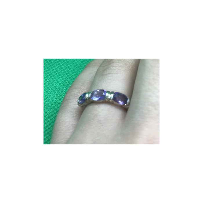 925 Sterling Silver Amethyst Ring Size 6.5