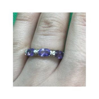 925 Sterling Silver Amethyst Ring Size 6.5