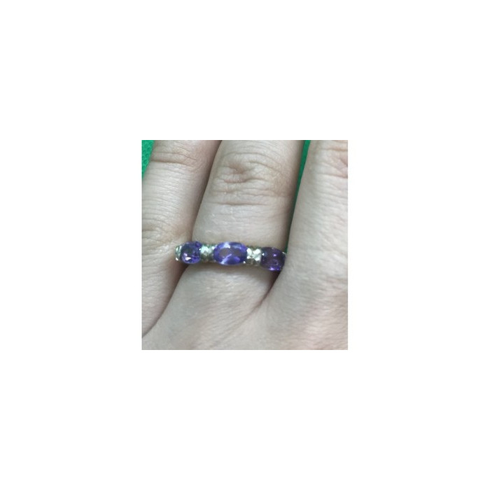 925 Sterling Silver Amethyst Ring Size 6.5