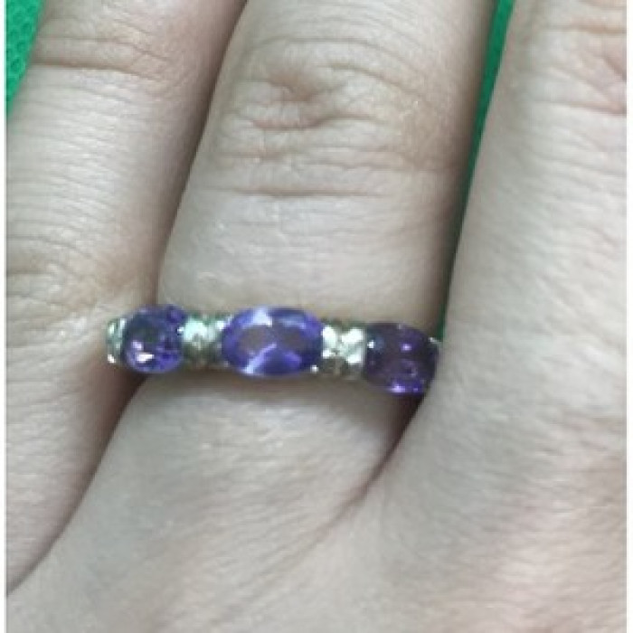 925 Sterling Silver Amethyst Ring Size 6.5