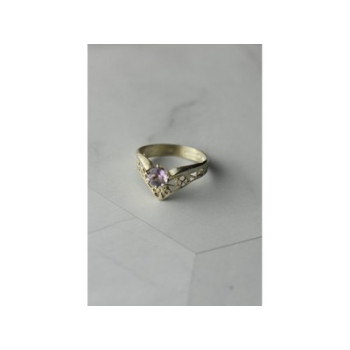 925 Sterling Silver Amethyst Openwork Ring Size 6.5