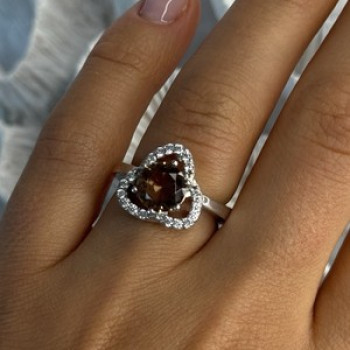 925 Sterling Silver Spinel & CZ Ring Size 7