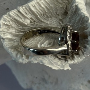 925 Sterling Silver Spinel & CZ Ring Size 7