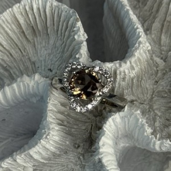 925 Sterling Silver Spinel & CZ Ring Size 7