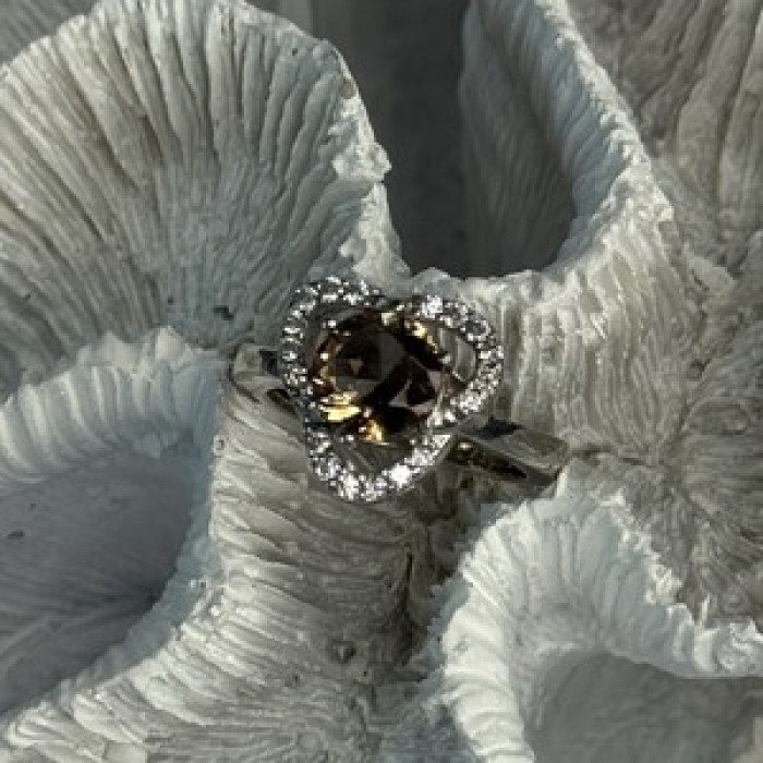 925 Sterling Silver Spinel & CZ Ring Size 7