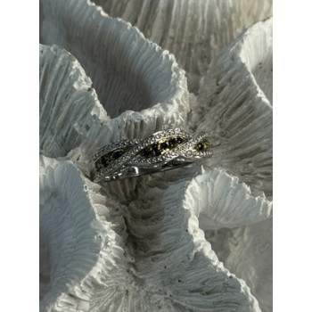 925 Sterling Silver Gold Part Emerald Ring Size 6