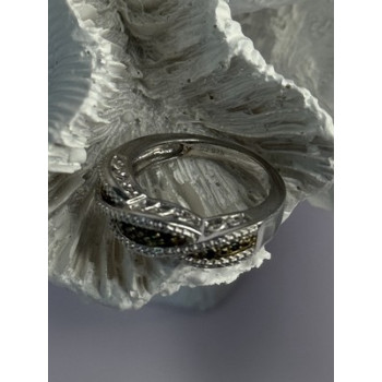 925 Sterling Silver Gold Part Emerald Ring Size 6