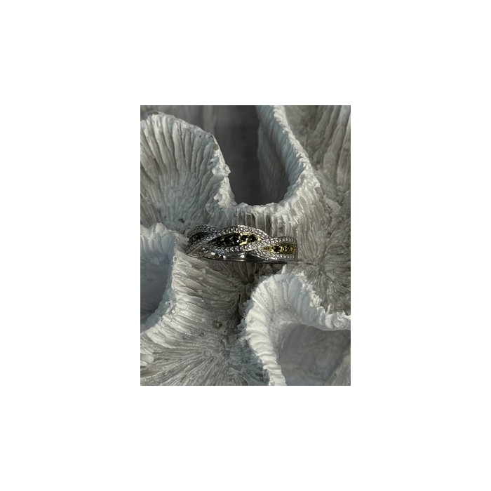 925 Sterling Silver Gold Part Emerald Ring Size 6