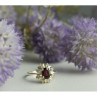 925 Sterling Silver Rubellite & CZ Ring Size 11